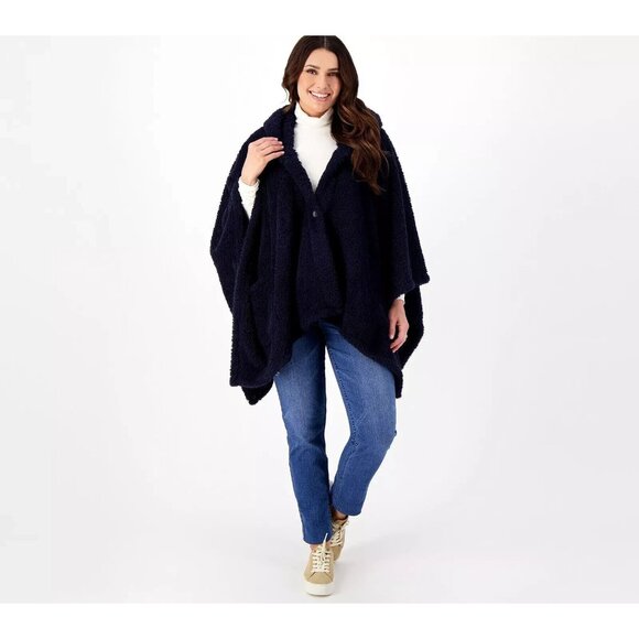 BumbleBella by Jill Martin Women ~ Wrap Hooded One Size Missy Navy Blue A605344 - Picture 1 of 7